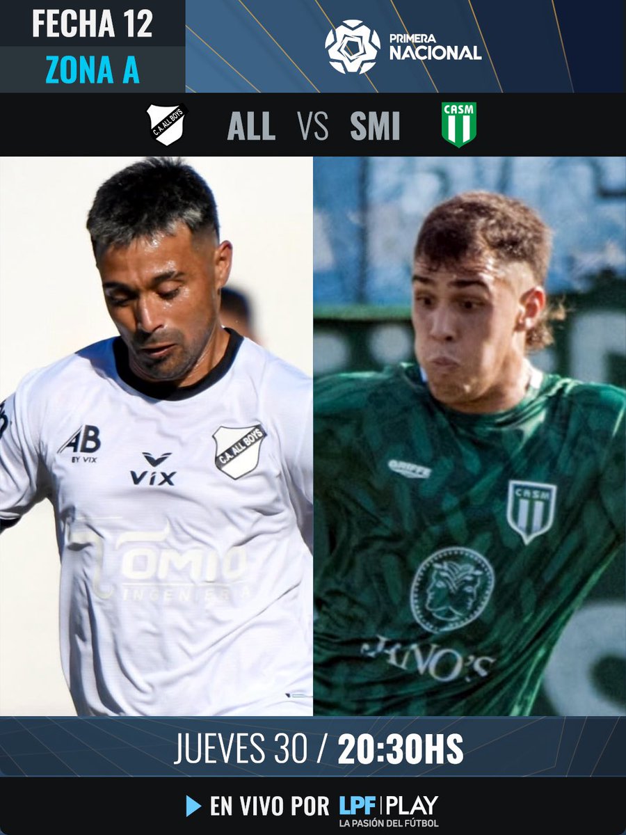 LPFPlay's tweet image. #PrimeraNacional | No te pierdas la #Fecha12 por @LPFPlay ⚽️🏆

🏟️ @caallboys 🆚 @Oficial_CASM 

▶️ @LPFPlay 
💻lpfplay.com - La Pasión del Fútbol
👉🏼 lpfplay.com/event/69ef9616…