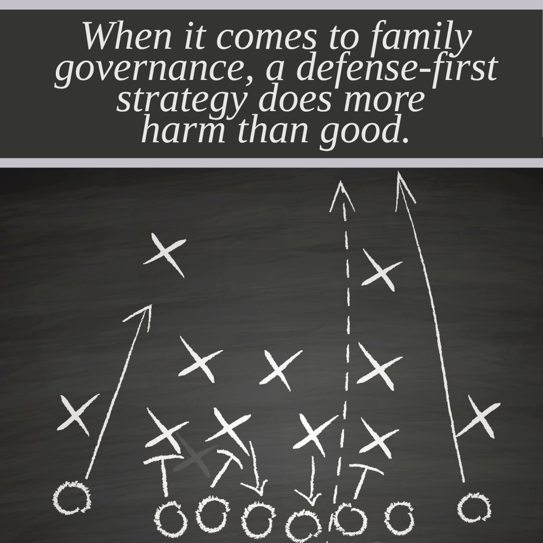 famwealthlib's tweet photo. We’ve all heard the maxim, “The best offense is good defense.” The same can’t be said for family business governance. Discover how defensive governance harms family business—and 10 signs that your family’s struggling with defensive governance—here. https://t.co/UQej5Pmhpg https://t.co/KNgyVsYkJi