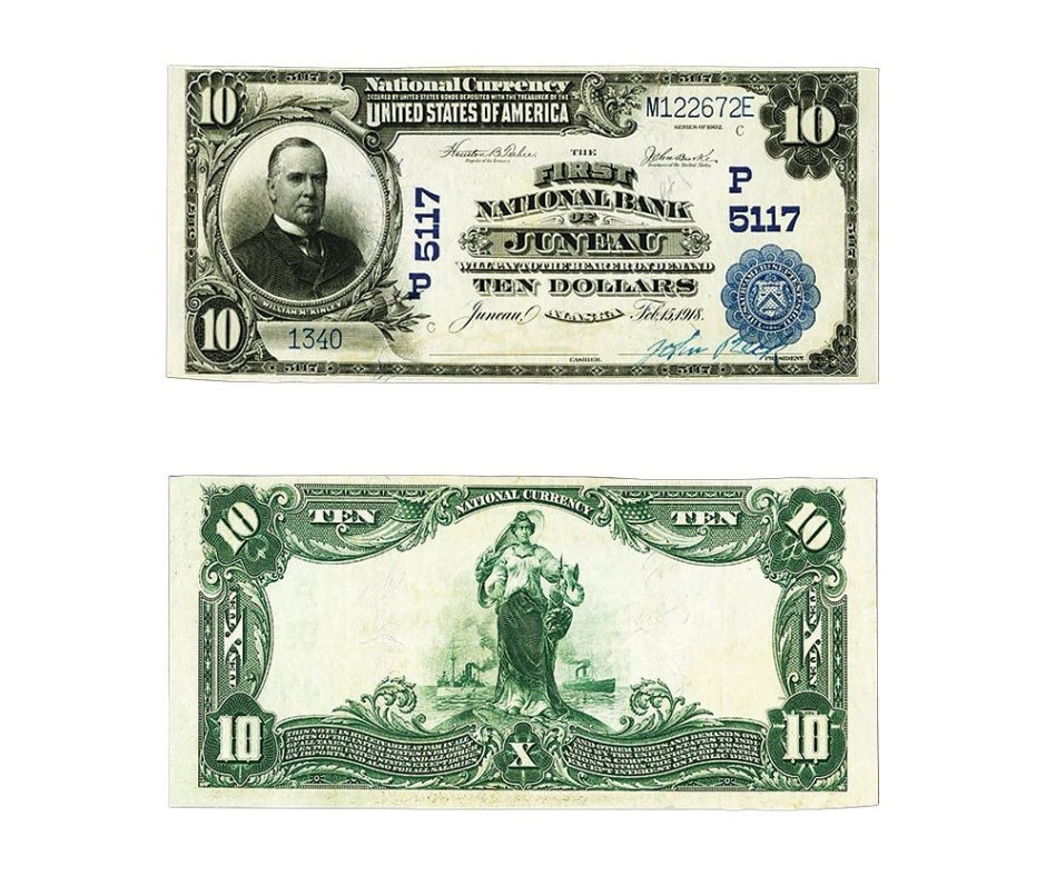 KPNumismatics's tweet photo. This week’s #NumisIQ heads to Alaska’s territorial past with bank notes from the First National Bank of Juneau, one of just three charter banks before statehood.
Explore Alaska’s early paper money history: https://t.co/XdOjDluq75 https://t.co/uafRPmEGU7