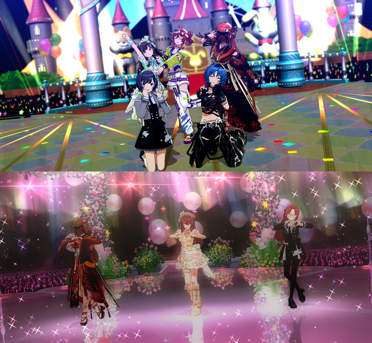 hiroft3_mra's tweet photo. リフラクションズ揃ったー！
せっかくなので元ユニットで踊らせてみたけどやっぱり彼岸流の存在感が強い…
#シャニソン https://t.co/hhTgG3l8vM