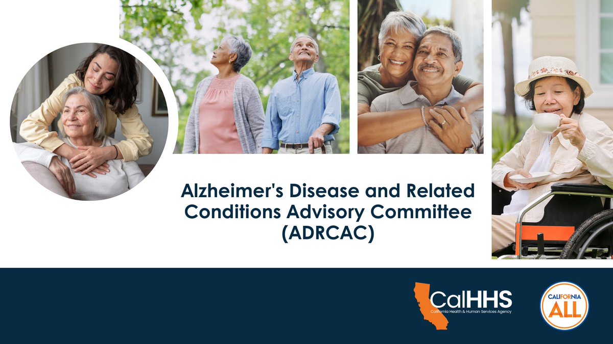 CalAging's tweet image. 📅 #SaveTheDate Next Thursday, May 7 at 10 a.m. (PT).

Join the Alzheimer’s Disease and Related Disorders Advisory Committee as they discuss opportunities to embed dementia care navigation in California's no wrong door system.

Join via Zoom: bit.ly/4stAF1C