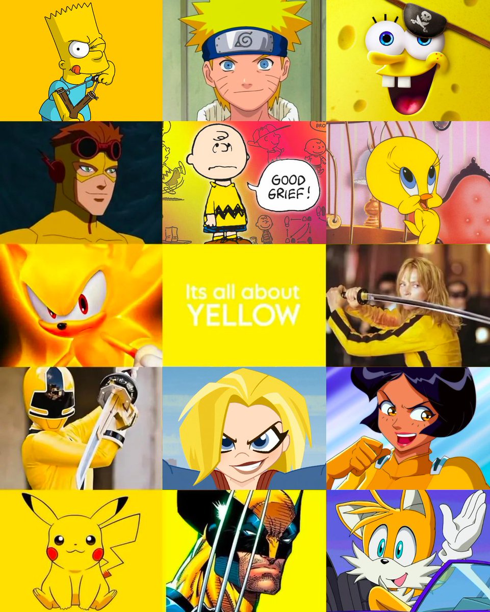 CN_Two's tweet photo. Yellow gang, who’s missing? [fixed]
#spongebob #thesimpsons
#totallyspies #alex #sonic #tails
#looneytunes #tweety #Naruto
#dcshg #dcsuperherogirls https://t.co/WUa5X5JQwY