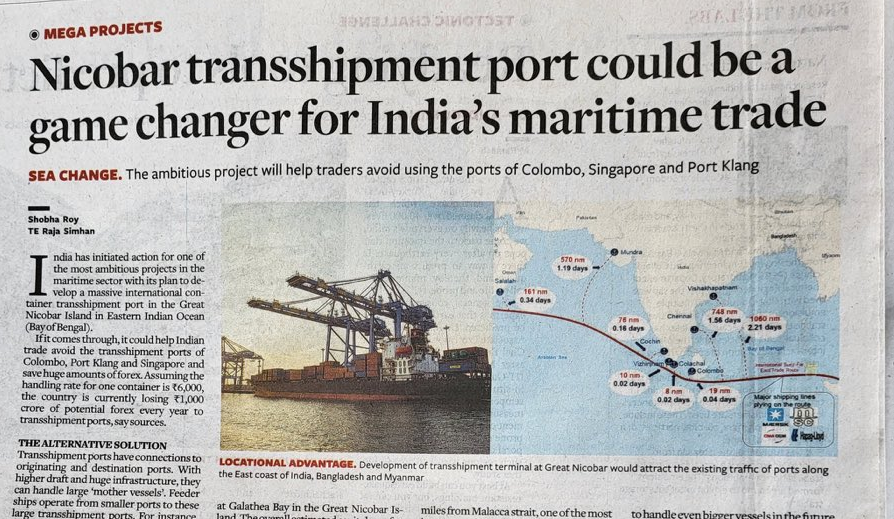 Why did it take India several decades to fully recognize and pursue the strategic potential of the Great Nicobar Island as a world-class international trans-shipment hub, capable of rivalling Singapore in handling global cargo transit?
And why is Congress opposing the ₹80,000