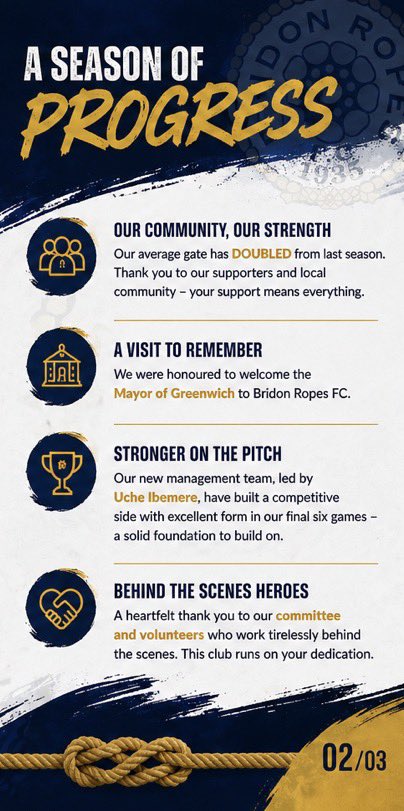 Bridon1935's tweet photo. Chairman Mick Puszyk reflects on our 90th anniversary season and what’s next for Bridon Ropes FC.

Up The Ropes 💙

#UpTheRopes #WeAreCharlton #SE7 https://t.co/C1ero2WKn3