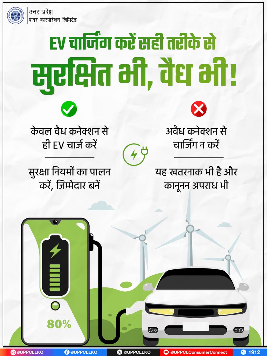 puvvnlballia's tweet image. इलेक्ट्रिक वाहन चार्ज करते समय सुरक्षा और नियमों का ध्यान रखना बेहद जरूरी है। केवल अधिकृत कनेक्शन अपनाएं और सुरक्षित, जिम्मेदार EV उपयोग की दिशा में कदम बढ़ाएं। 
#EVCharging #SafeElectricity #UPPCL #ResponsibleCitizen 
@UPPCLLKO
@EMofficeUP
@aksharmaBharat
@mduppcl