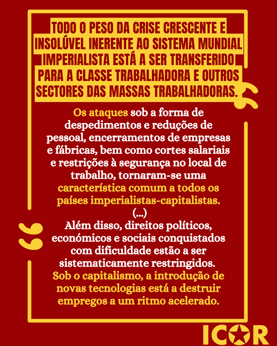 UMLP_PT's tweet photo. Declaração da ICOR:
Saiamos às ruas no Dia do Trabalhador contra a exploração implacável das pessoas e da natureza – pelo futuro da classe trabalhadora sob o socialismo!

Viva o 1º de Maio! https://t.co/YYM3wOLmWz