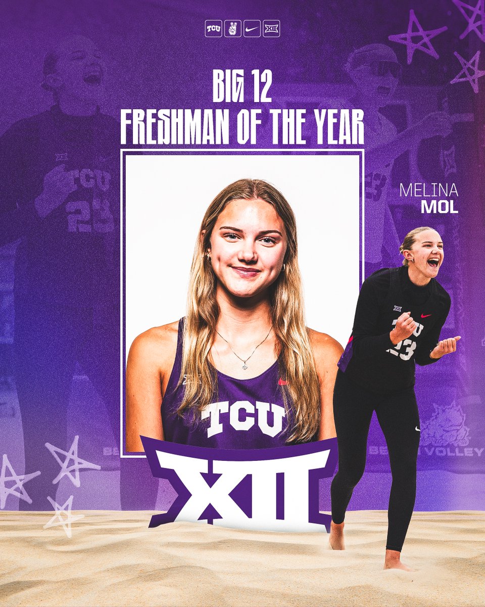 TCUBeachVB's tweet image. 𝐁𝐢𝐠 𝟏𝟐 𝐅𝐫𝐞𝐬𝐡𝐦𝐚𝐧 𝐨𝐟 𝐭𝐡𝐞 𝐘𝐞𝐚𝐫: Melina Mol

#GoFrogs | #ONETeam