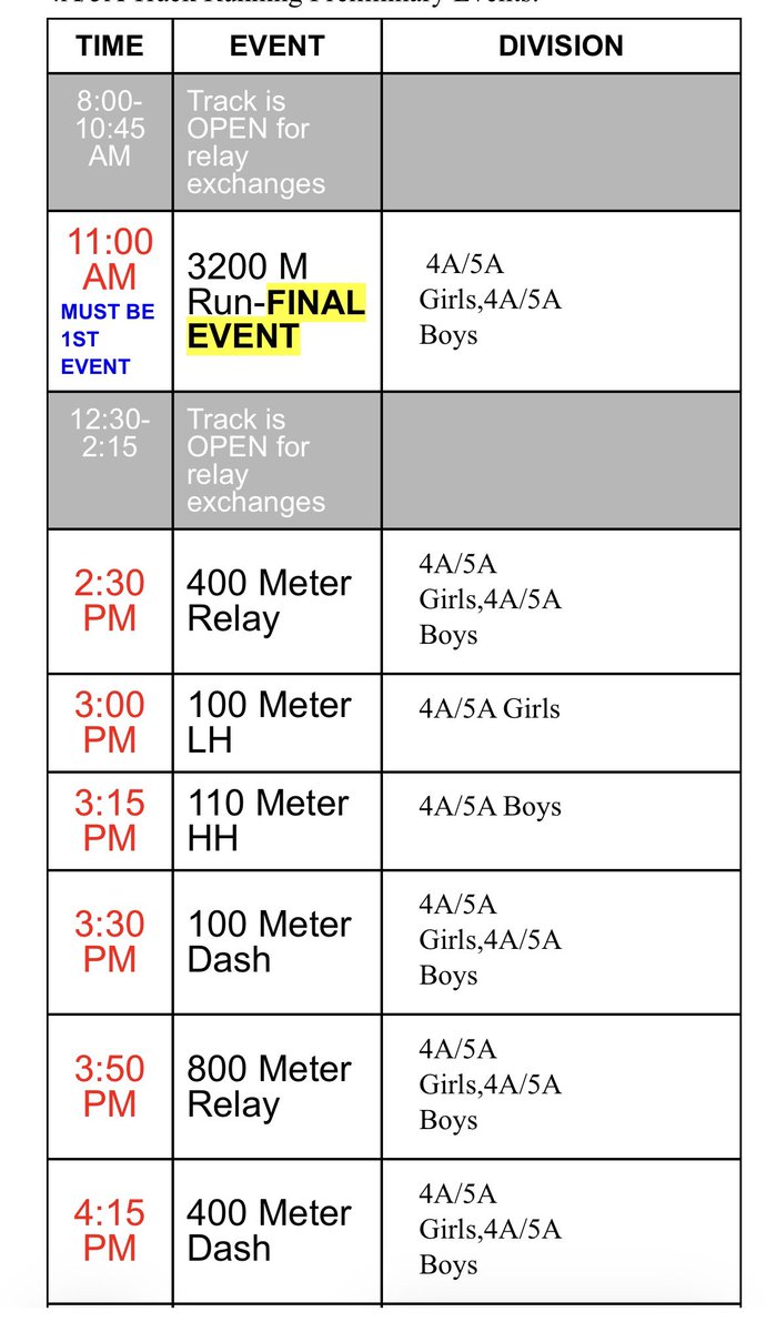 EMKnightsTrack's tweet photo. 🚨Updated 🚨
Official Order of Events for this weekend https://t.co/M8X7dVwtva