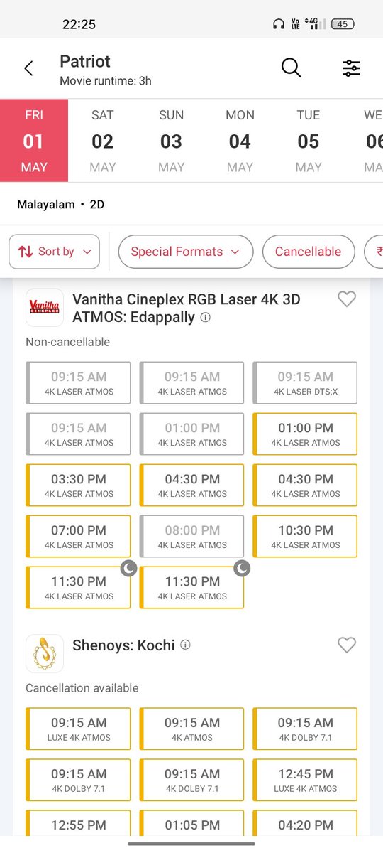 Shiv__8895's tweet photo. In kochi 🔥📈⏩
#Patriot

 Filling Fast ⏩ and House Full Shows 242 out of 259 
📈📈📈📈📈🔥🔥🔥🔥

#MohanLal #Mammotty #FahadhFaasil #Nayanthara #KunchackoBoban #MaheshNarayan https://t.co/hh3hMZQToL