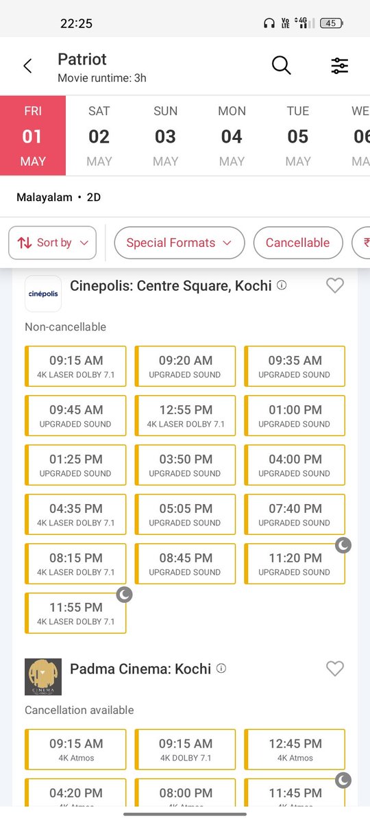 Shiv__8895's tweet photo. In kochi 🔥📈⏩
#Patriot

 Filling Fast ⏩ and House Full Shows 242 out of 259 
📈📈📈📈📈🔥🔥🔥🔥

#MohanLal #Mammotty #FahadhFaasil #Nayanthara #KunchackoBoban #MaheshNarayan https://t.co/hh3hMZQToL