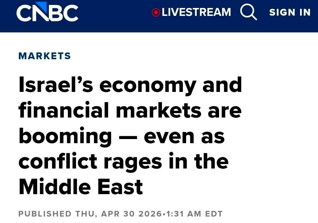 CNBC network in a very complimentary report on Israel's economic performance - despite two and a half years of war, Israel's growth rate is higher than all G-7 countries.