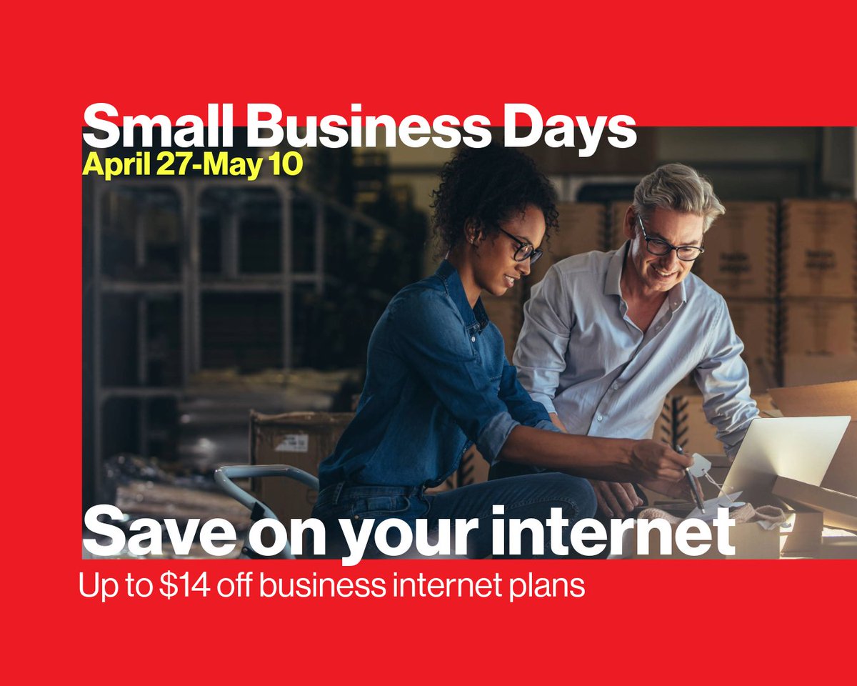 BeMobileInc's tweet image. Small Business Days means smarter savings. You could save up to $168 a year on your business internet! 🛜⚡️

👉 Stop in to your neighborhood store and see how much you could be saving!

#VerizonSmallBusiness #SaveMore #BusinessInternet