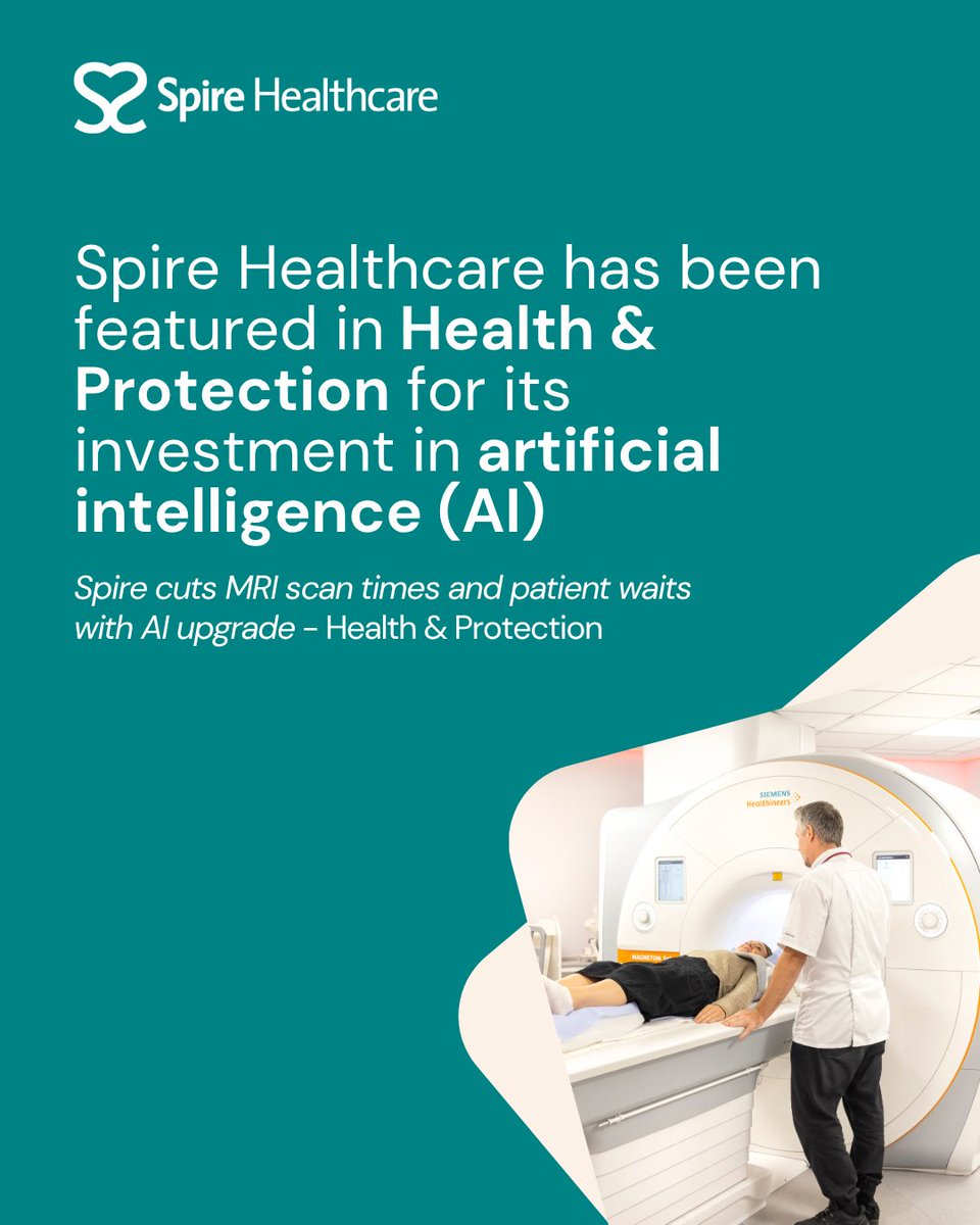 spirehealthcare's tweet photo. Spire Healthcare has been featured in Health &amp; Protection for its investment in artificial intelligence (AI).

Read more ➡️: https://t.co/PzQyags2Tq https://t.co/q9iQjBE94f