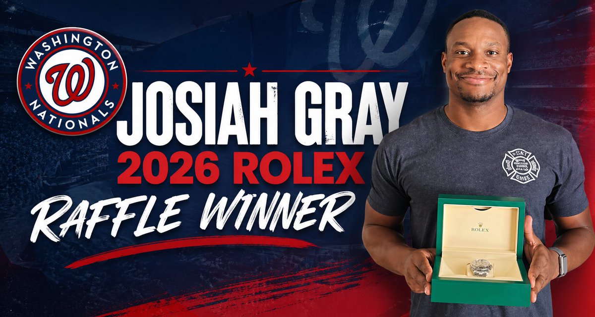 PBATS's tweet photo. A huge congratulations to the @Nationals Josiah Gray (@JoJoGray40_) on winning the grand prize for the 2026 Rolex Raffle. 

All proceeds benefit the Jimmy Warfield and Bill Buhler PBATS Educational Scholarships, along with additional conference scholarships that provide financial support to athletic training students and early-career professionals pursuing opportunities in professional baseball. 

Read more here: https://t.co/1We1HouDcZ