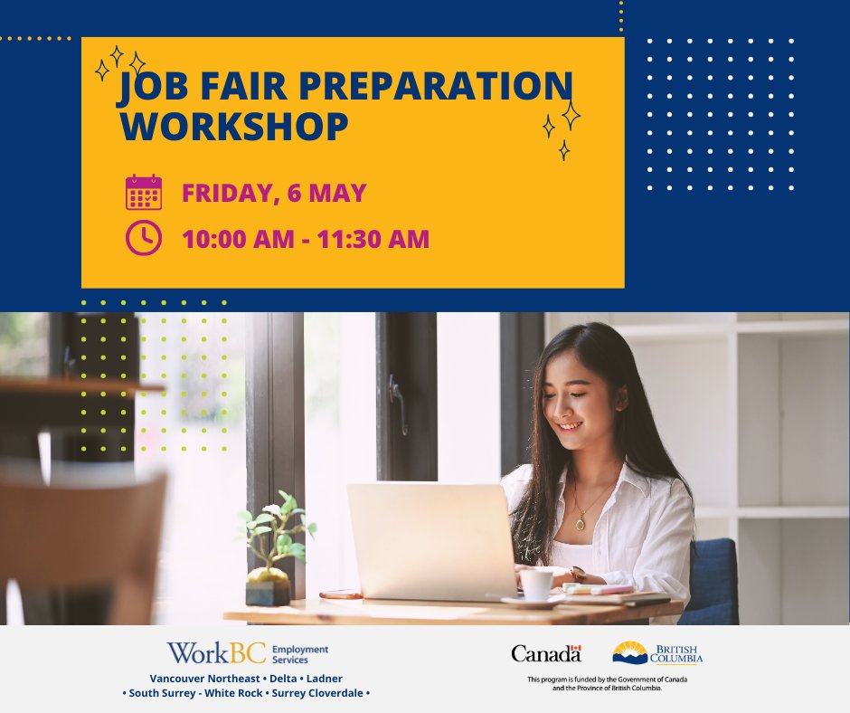 WorkBCSSWR's tweet photo. Going to MOSAIC's 14th Annual Job Fair? Then don't miss out on this opportunity to learn how you can prepare and stand out! Our experts can teach you how to optimize your engagement with employers and gain that competitive edge!

REGISTER TODAY! https://t.co/Czzva9Fgx6 https://t.co/W46RqrNarR