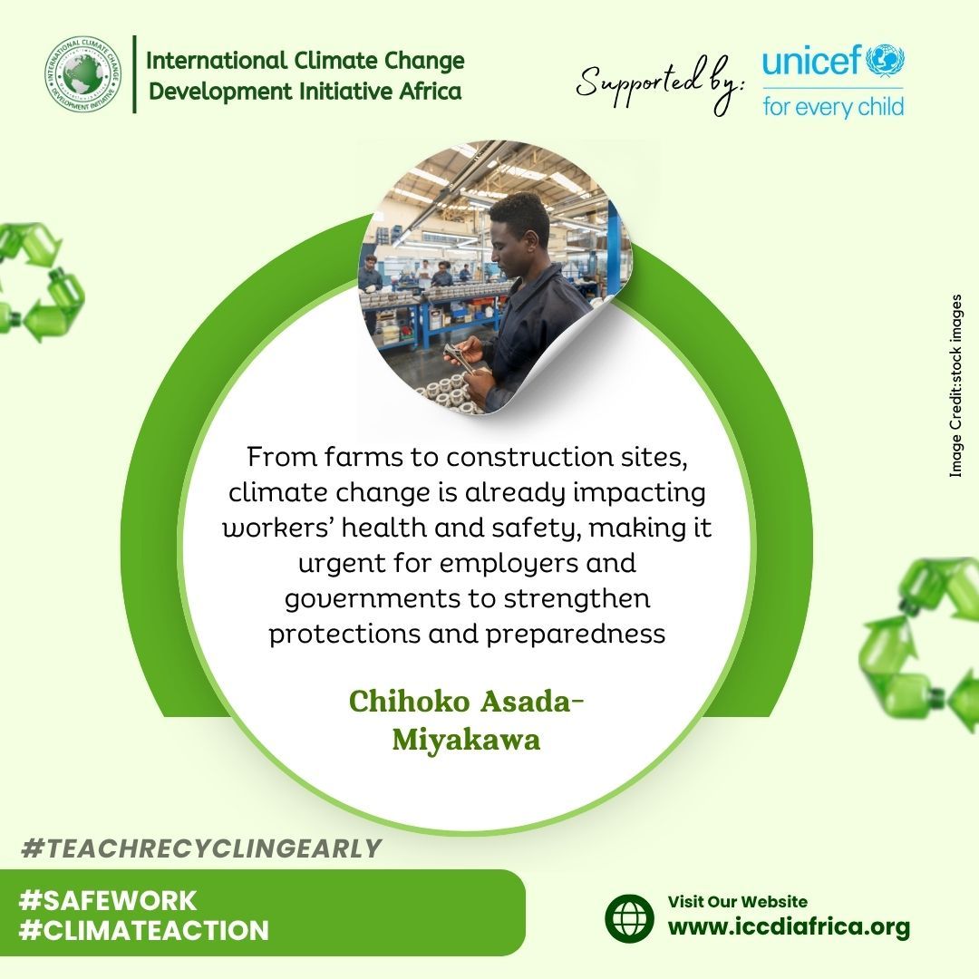 ClimateWed's tweet image. From farms to construction sites, climate change is already impacting workers’ health and safety, making it urgent for employers and governments to strengthen protections and preparedness.— Chihoko Asada-Miyakawa

#SafeWork #ClimateAction
