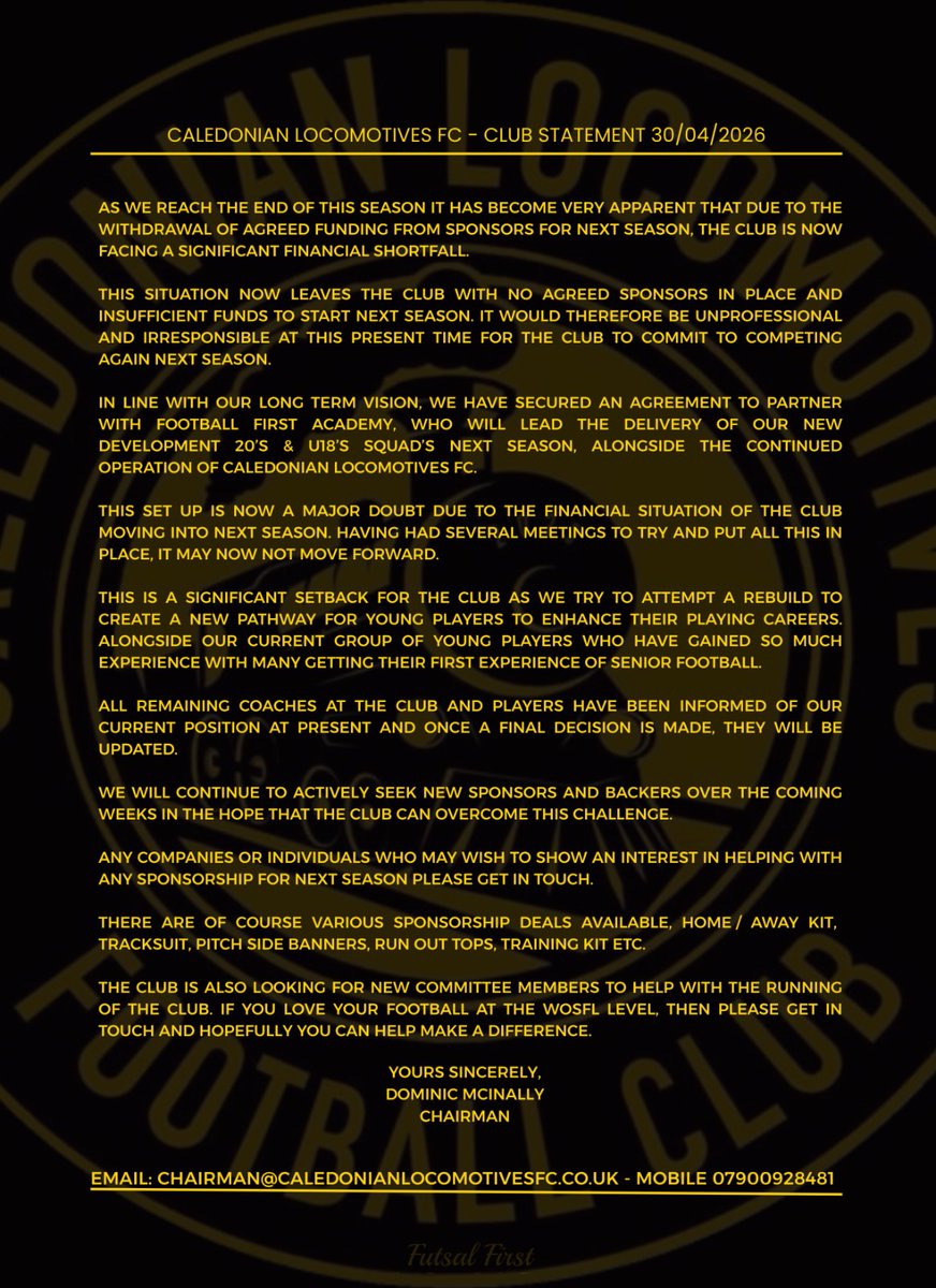 Caledonian Locomotives Football Club tweet media