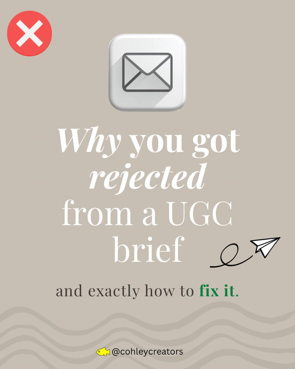 Cohley_'s tweet photo. 2/2 Getting rejected from a Cohley brief stings 😔 but the good news is, it’s usually easy to change! Fix these three things and your acceptance rate changes.✅

Save this and audit your next application before you hit send.

#UGC #UGCCreator #UGCTips #ContentCreatorTips https://t.co/kM3SZ4gMAk