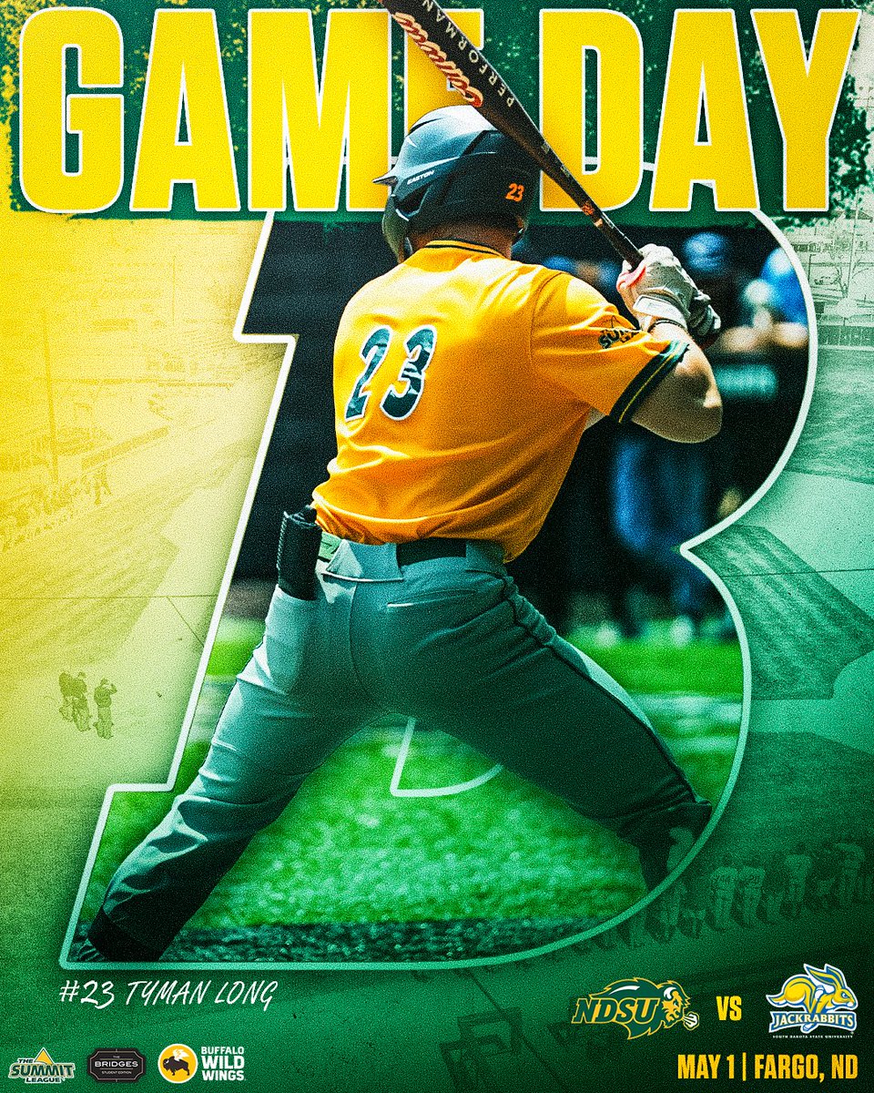 NDSUbaseball's tweet photo. Friday Night Lights!🤘

🆚: South Dakota State
⏰: 6:30 PM
📍: Fargo, ND
🏟️: Newman Outdoor Field
🤘: Student Raffle
🌭: BOGO hot dogs
📺: WDAY Xtra / @TheSummitLeague Network (https://t.co/vZWXjQfXvE)
🎙️: @Bison1660 (https://t.co/h5qMz5nJTv)
📊: https://t.co/bhnfEoUa9I https://t.co/76cS87tkJO
