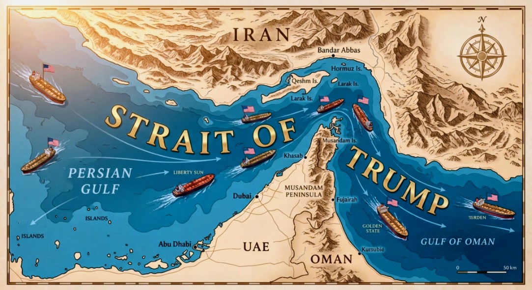 US President Donald #Trump shared a modified map renaming the #Strait of #Hormuz as the “Strait of Trump". 🫣