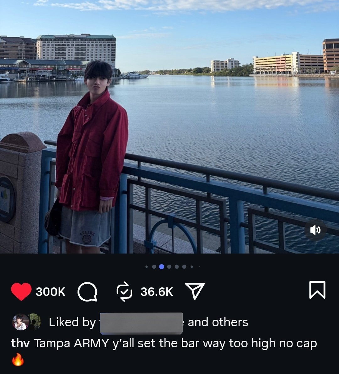 Taehyung Instagram caption🥹

🐯: Tampa ARMY y'all set the bar way too high no cap 🔥