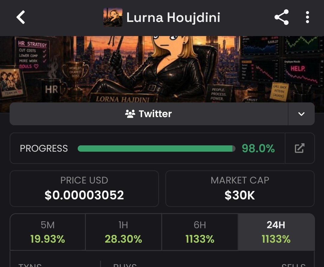 $LURNA is pemping at 98% bonding curve

We're going to melleons anly