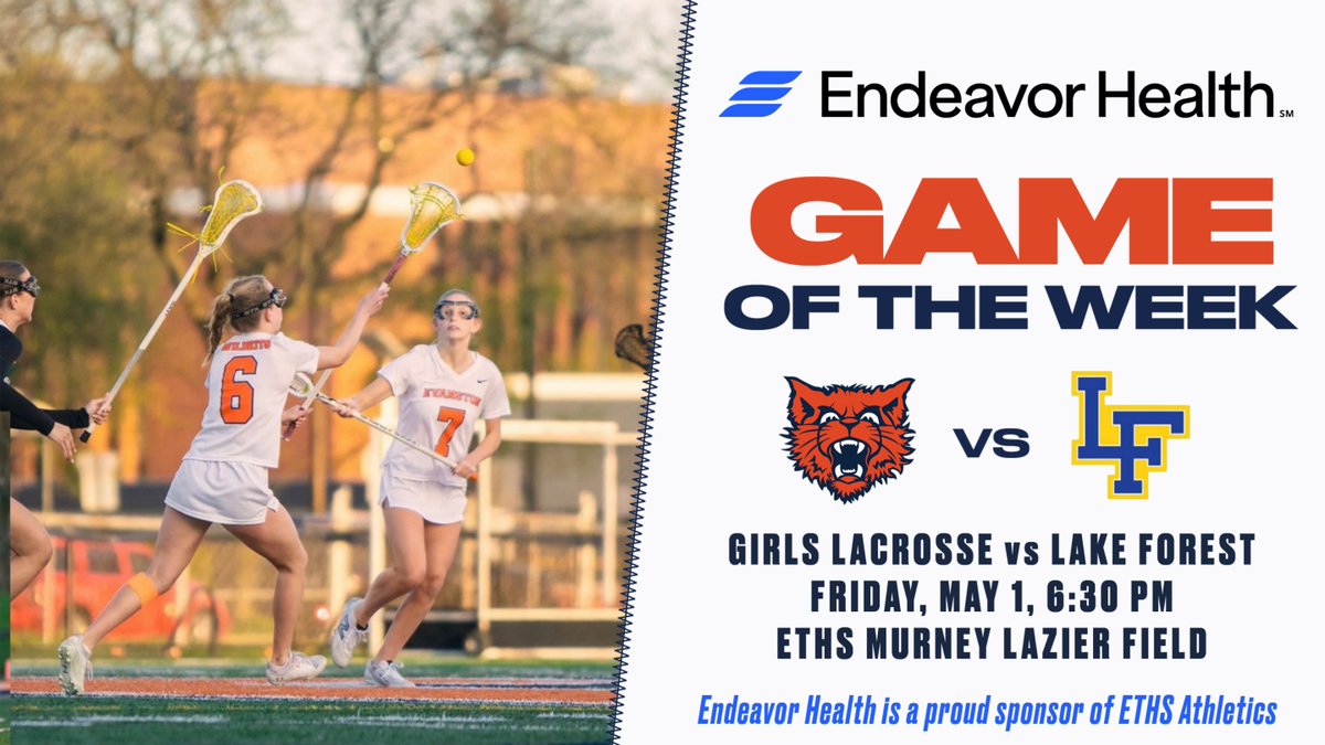 ETHSports's tweet image. GAME OF THE WEEK @EndeavorHlth

#6 Girls Lacrosse looks to extend their 10-game win streak vs #2 Lake Forest TOMORROW NIGHT at Lazier Field!!! #BeThere
@EvRoundTable @the_evanstonian @EvanstonNow