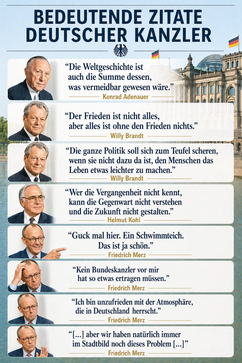 AugustAugustein's tweet image. Staatstragend versus auf das Volk einprügelnder wohlstandverwahrloster Jammerlappen? 📄⬇️ #Bundeskanzler #Zitate #CDU #Politik #Gesellschaft