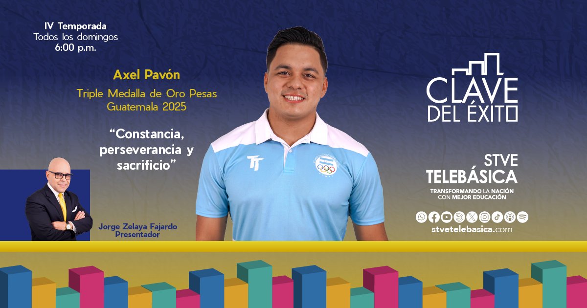stvetelebasica's tweet image. ✨ En la clave del éxito, conoce la historia de Axel Pavón, triple medallista de oro en Pesas Guatemala 2025, quien ha demostrado que la perseverancia y disciplina convierten los sueños en realidad. 🏅
🗓️ Domingo | ⏰ 6:00 p.m.
#LaClaveDelÉxito #Disciplina #Perseverancia