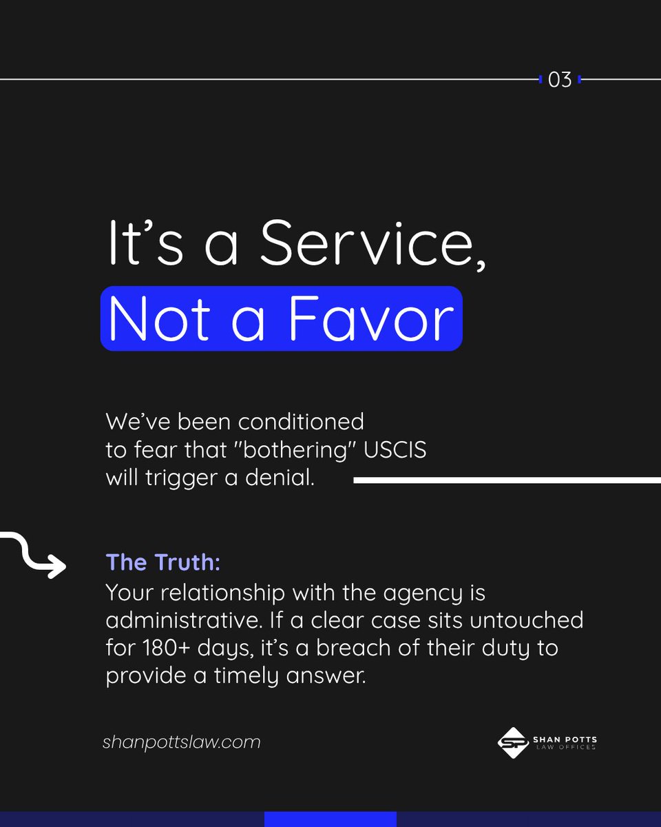 ShanPottsLaw's tweet image. 🛑Stop waiting on the May 2026 backlog. 
Ready to move your file?🔗Book your consultation- wix.to/v6Lpi6f
 
USCIS is a service provider. Stop hoping for a "yes" and start demanding an answer.
 
#USCIS #Immigration #VisaBulletin #Mandamus #GreenCard #May2026