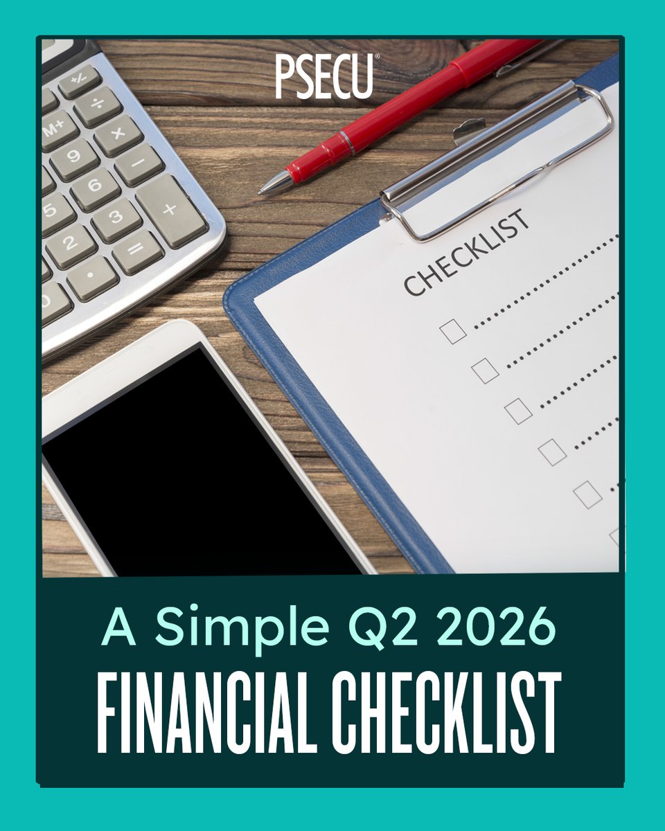 PSECU's tweet photo. Small check‑ins now can help prevent big surprises later. Take 15–30 minutes to reset your goals and start Q2 feeling confident. 👉 https://t.co/r2WZPGkAAa

#personalfinance #moneymanagement #budgeting #financialgoals #financialliteracy #financialplanning https://t.co/C6bFFNIdnr