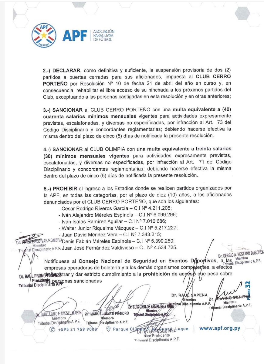 AnibalEspinola1's tweet photo. Tribunal Disciplinario de la @APFOficial otorga los tres puntos en disputa al club Olimpia. https://t.co/SzBgZOJGyv