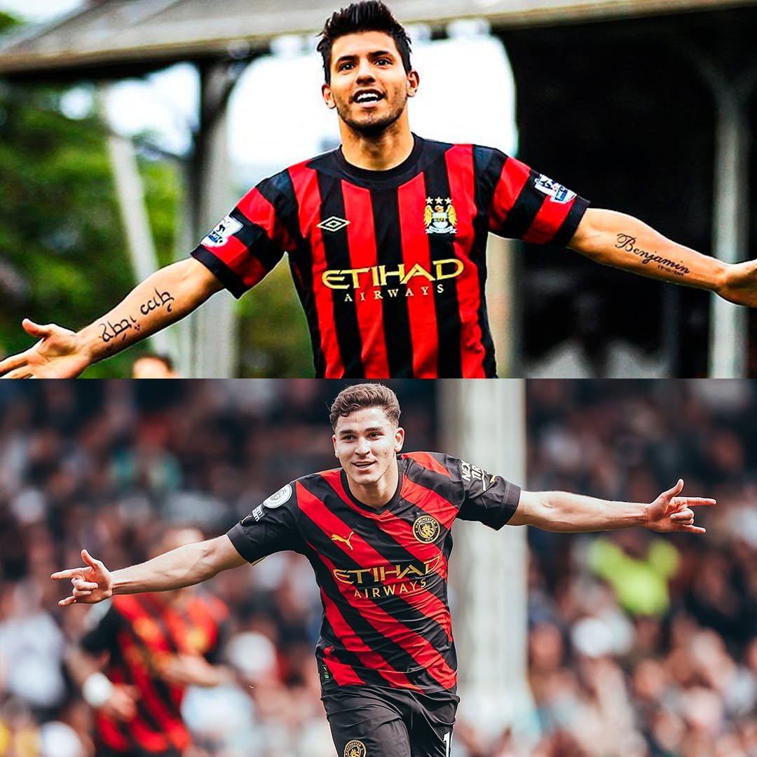 Proof Julian Alvarez is Aguero's regen...

On 18 September 2011, Sergio Agüero — 23 years old and in his first season in England — scored for Manchester City against Fulham at Craven Cottage in this shirt.

11 years later, Julian Alvarez — 23 years old and in his first season in