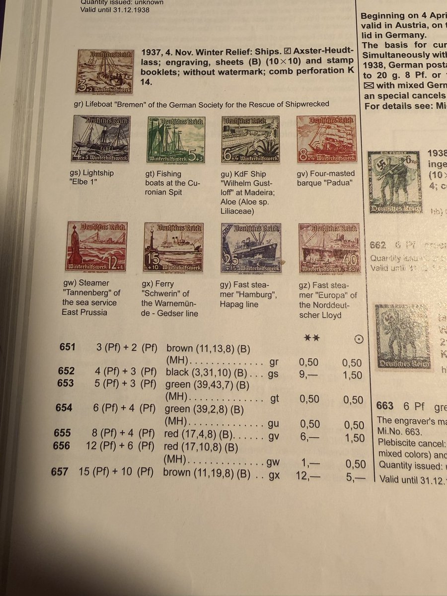 TGlenane's tweet image. Germany Reich “winter relief” ships #stamps issued 4 Nov 1937. Used &amp;amp; unused.
Michel Reference nos Mi651-659

#StampCollecting #philately