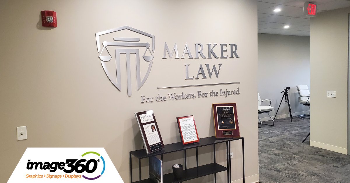 image360chicago's tweet image. Image360 - Chicago Loop fabricated and installed a brushed aluminum indoor office sign for Marker Law.

image360.com/chicago-il-loop

#signs #graphics #displays #chicago #chicagodowntown #chicagoloop #image360 #image360chicago