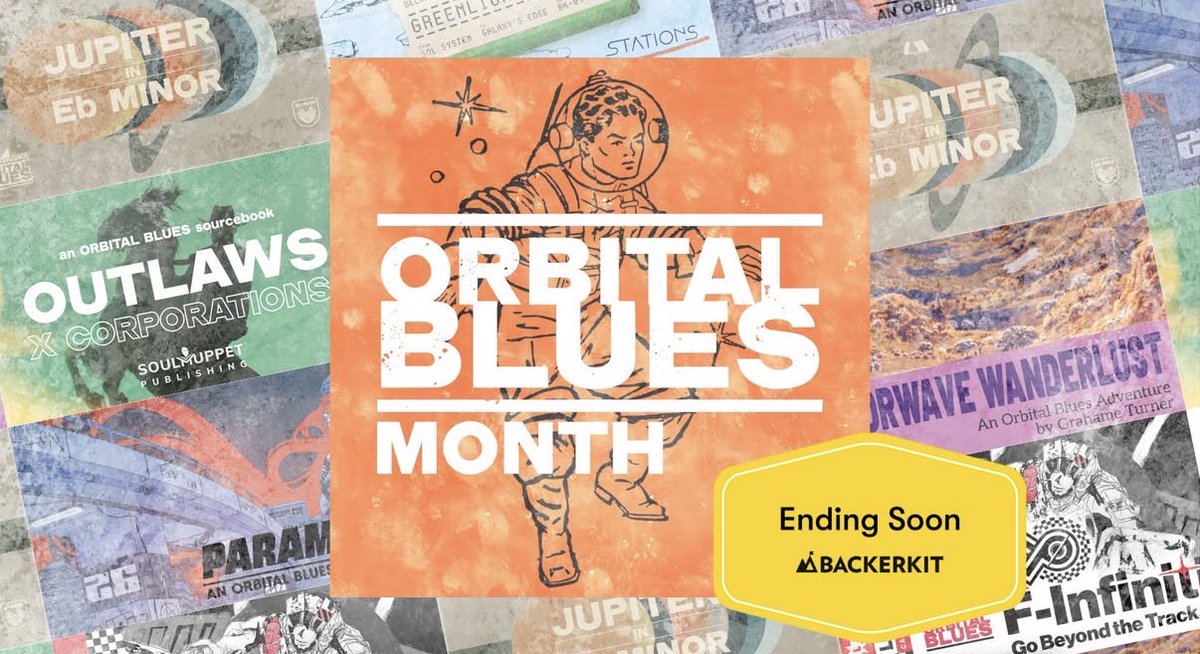 BackerKit's tweet image. ⏳ Less than 24 hours left before Orbital Blues Month is over!   

🎉 6 of 6 projects funded 
💰 $154K+ raised by over 2,800 backers!   

This is your last call! Back it now before the outlaws ride out! 🤠 backerkit.com/c/collections/…

#RPG #Crowdfunding