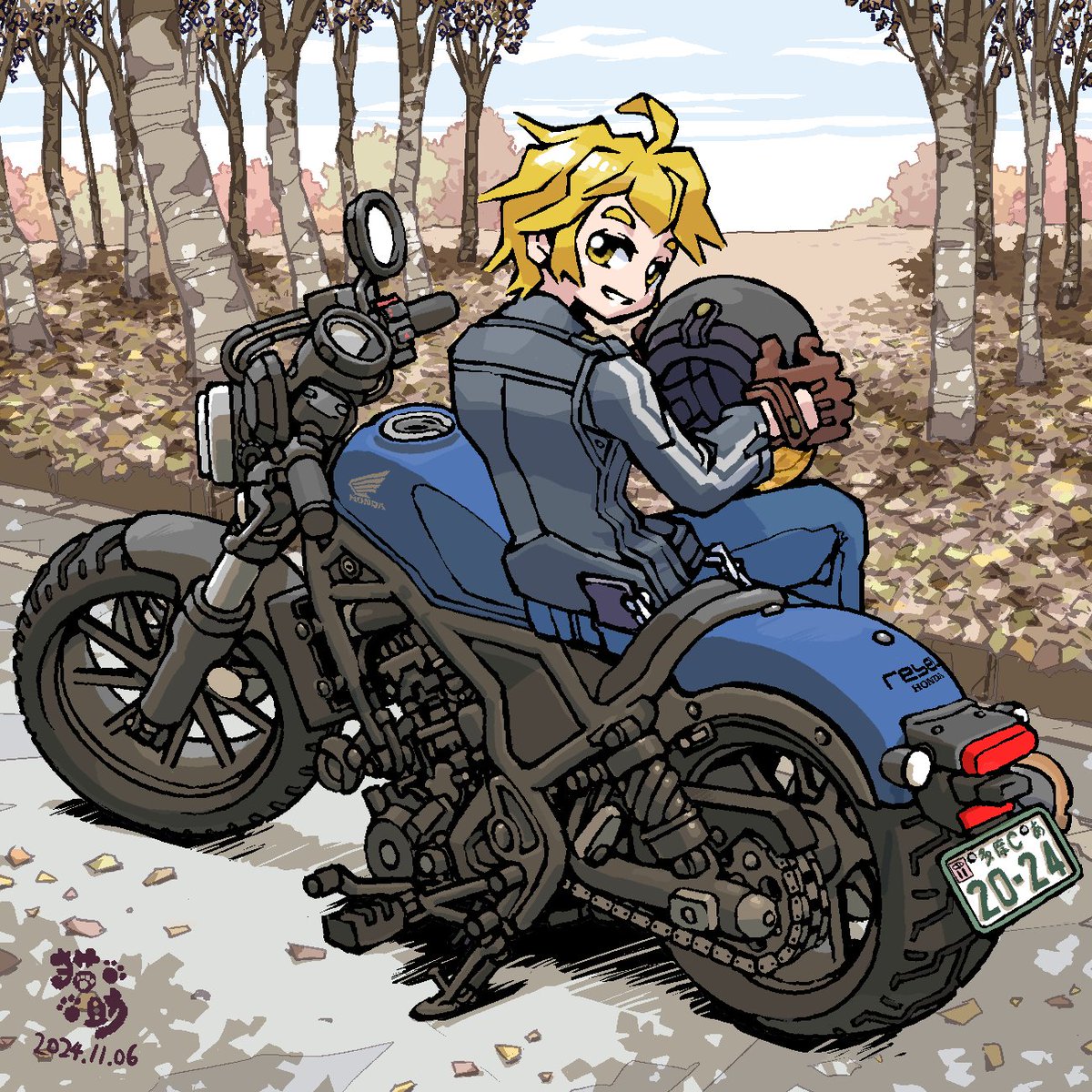 Atelier66604645's tweet image. The original Rebel from 1985 had more of a classic American cruiser style than the current Rebel. Personally, it feels a bit antique to me. You could really feel Honda’s playful spirit back then. It’s nostalgic. This illustration features the current Rebel 250. #Birthday
