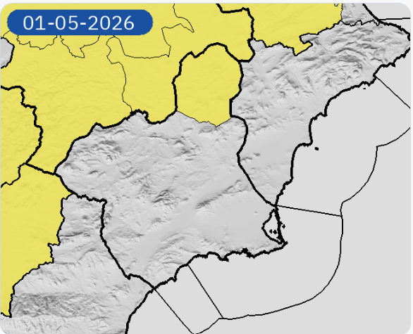 ⚠️ Actualización Aviso amarillo de Agencia Estatal de Meteorología en Murcia (Altiplano):

🌧️ Lluvias (hasta 15 mm/h) y ⛈️ tormentas
📅 Hora de inicio: 01/05: 00:00 (lluvias y tormentas)
📅 Hora de finalización: 01/05: 09:00 (lluvias y tormentas)
🎯 Probabilidad: 40–70%

Riesgo
