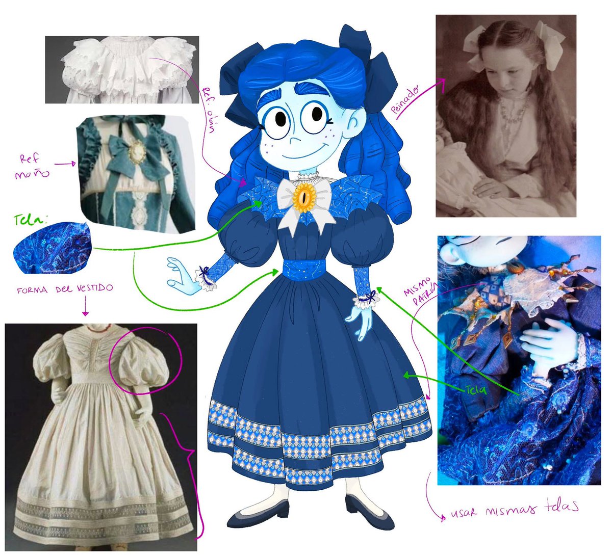 ¡Feliz Día del Niño y de la Niña! 
Les compartimos un poco del concept art de Frankeldita. Desde el inicio sabíamos que no queríamos a “Francisquita en azul”. Buscábamos un look que rompiera lo esperado, que desafiara a la cronología, a lo establecido y la hiciera sentir poderosa