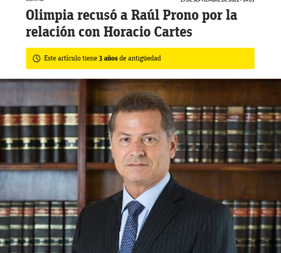 Lo que va a decir la historia es que un tribunal cartista, en un gobierno cartista, de la mano del abogado de Cartes, le dieron los 3 puntos.

Raúl Prono, decidió la votación,

El mismo Olimpia hace tres años: