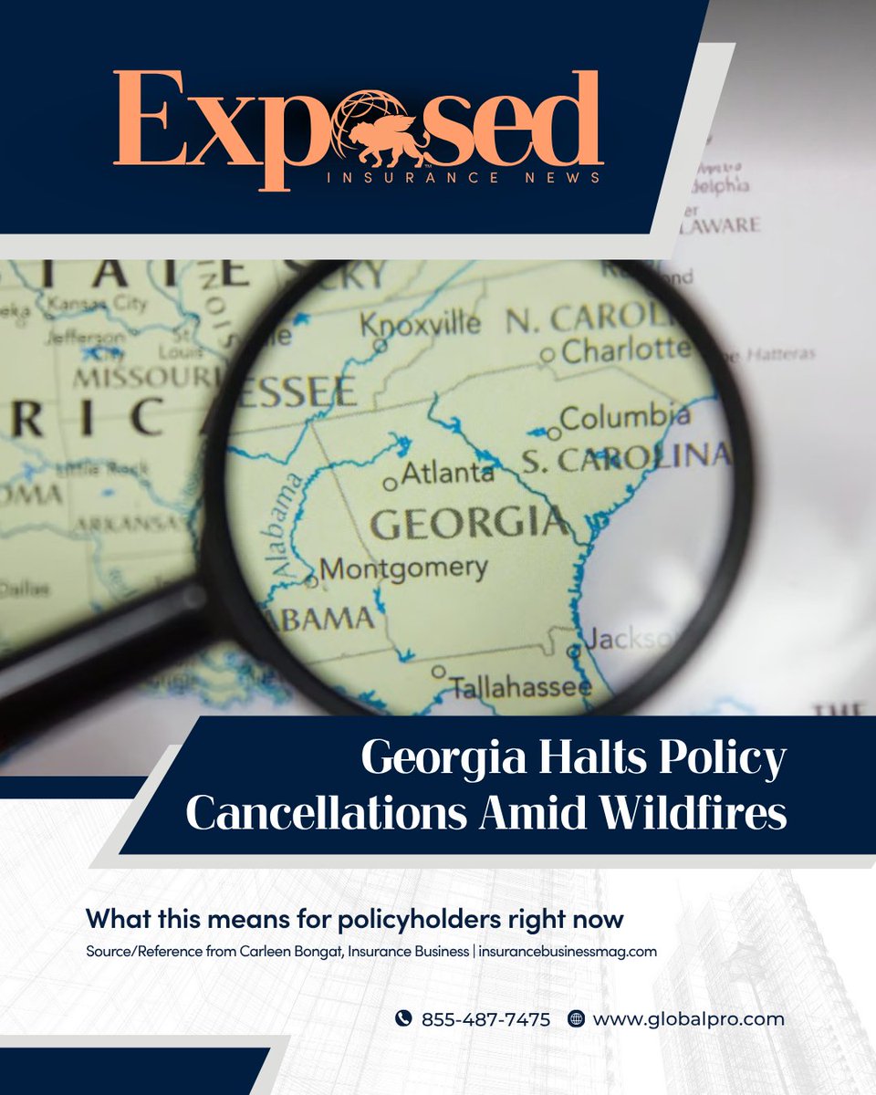 GetGlobalPro's tweet image. Georgia's insurance regulator has barred insurers from cancelling policies for non-payment across more than 90 wildfire-affected counties. tinyurl.com/3dcc2fbc

CALL US FIRST (855) 487-7475 | na2.hubs.ly/H05dhk40
#Georgia #Wildfire #GlobalPro