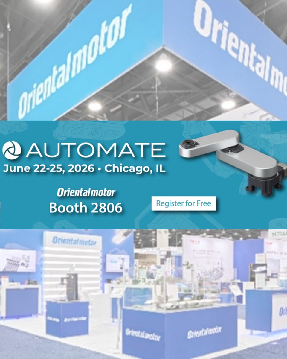 OrientalMotor's tweet image. Coming soon! See us @AutomateShow Jun 22-25 at Booth 2806

🤖real-world #FactoryAutomation examples
🤖#robot + #MaterialHandling #automation demos
🤖 #OVR #SCARA demos &amp;amp; more!

Register for FREE: bit.ly/3Pdx9Lh
#AlphaSTEP #brushlessmotors #bldc #rotaryactuators #encoders