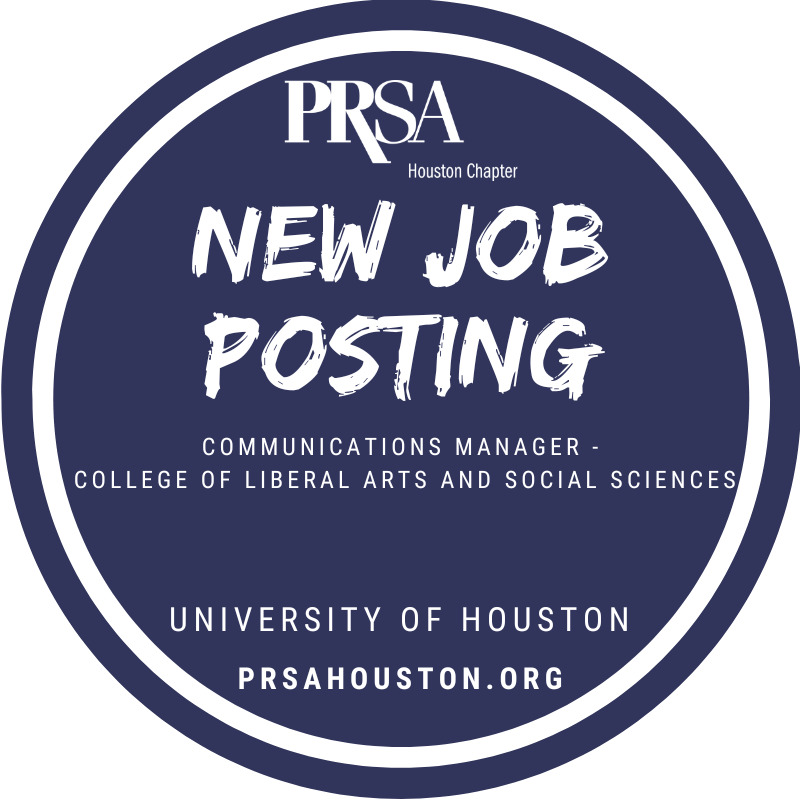PRSAHouston's tweet photo. The University of Houston is hiring a Communications Manager - College of Liberal Arts and Social Sciences!  Click on the link below to learn more on how to apply today: https://t.co/iFxX3D3n5L https://t.co/AETSDMNlUh