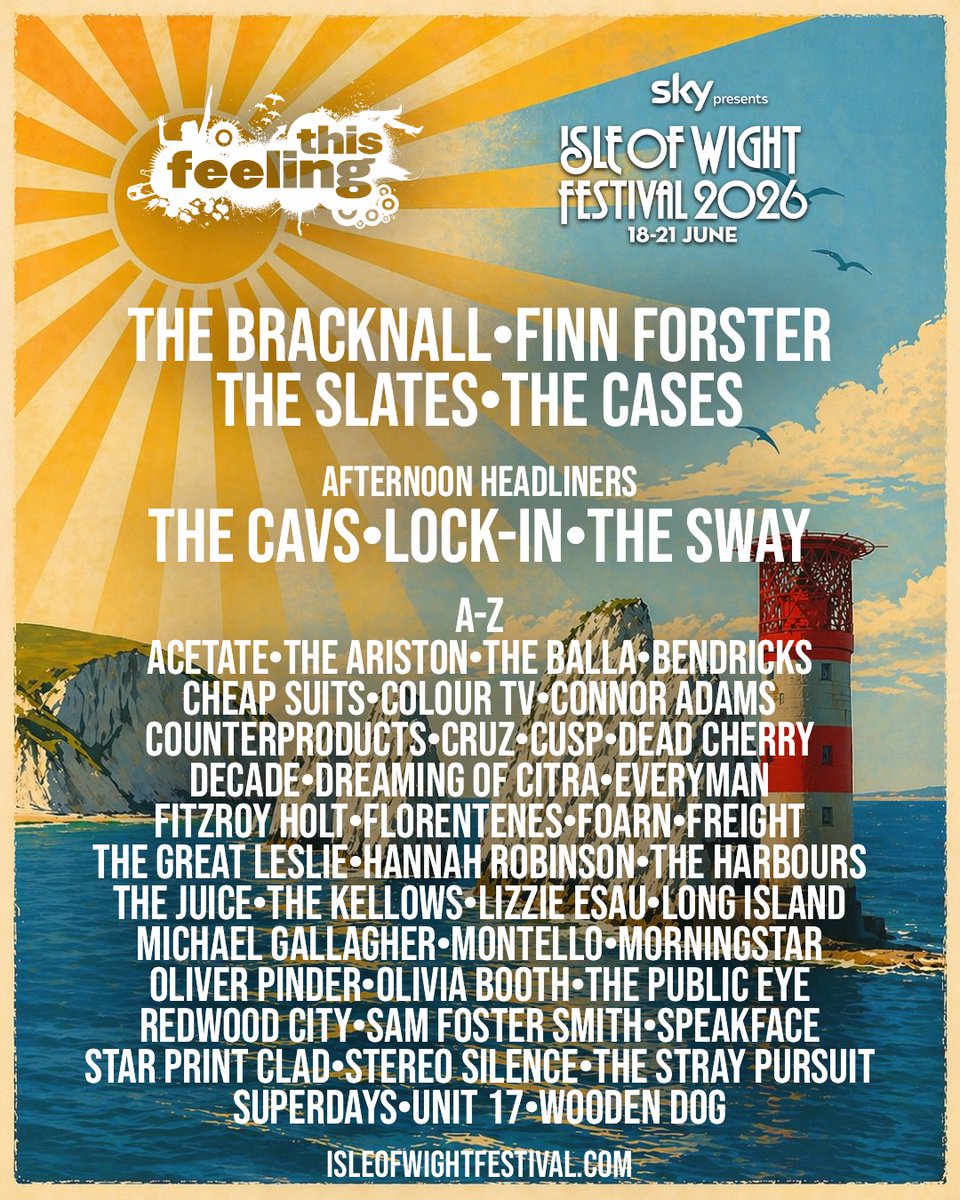 CavsBand's tweet photo. Buzzing to announce that we are playing the @this_feeling stage at Sky presents the @isleofwightfest 2026 get your tickets here https://t.co/Cwgm3yoX6n #IOW2026 #SkyxIOW https://t.co/cNuhqaY4gI