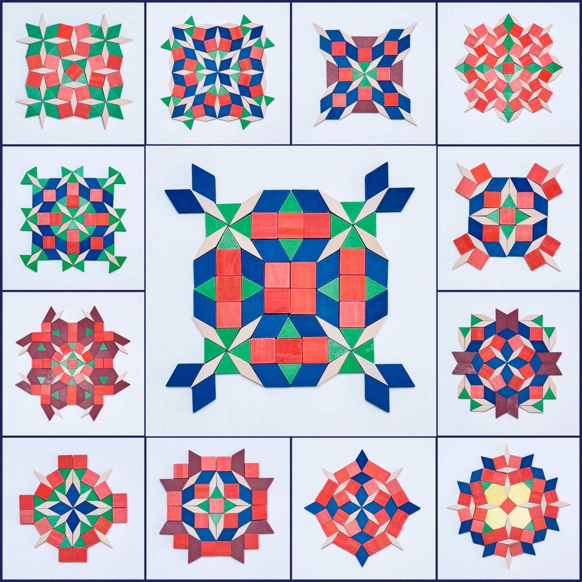 MurrayH83's tweet photo. Looking back at some of the shapes and designs from my pattern block play in April! #PatternBlocks https://t.co/plHu4pR9Zs