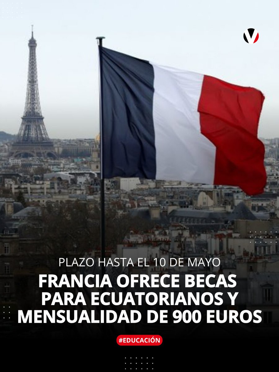 revistavistazo's tweet image. 🎓🇫🇷 #BECAS | La Embajada de #Francia en #Ecuador abrió la convocatoria 2026 para una beca completa de maestría dirigida a estudiantes ecuatorianos. Incluye una asignación mensual de 900 euros y otros beneficios. Conozca los requisitos y cómo postular 👉🏻 f.mtr.cool/cqqytdtppn