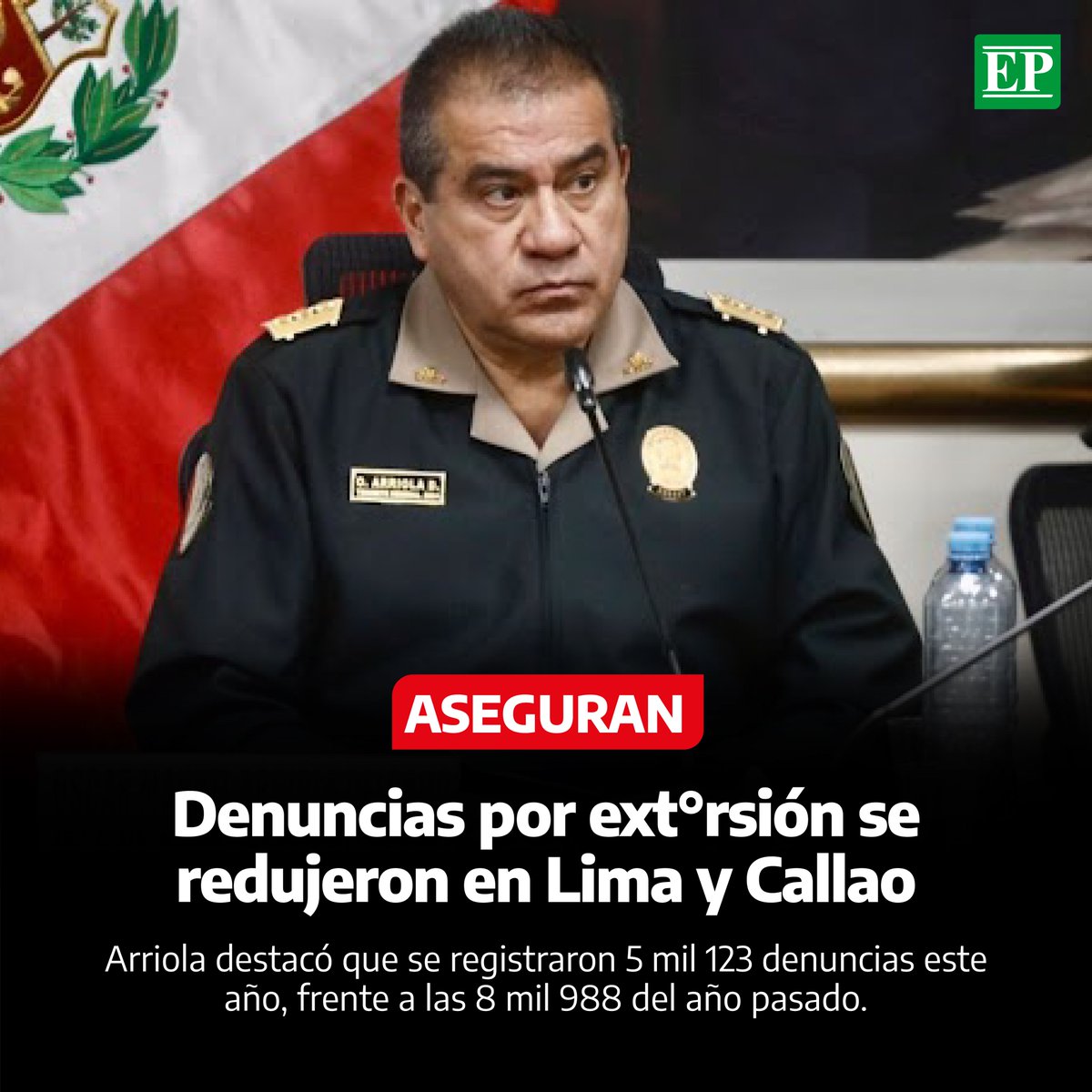 Diario_EP's tweet image. #Perú | La Policía Nacional del Perú (PNP) reportó una significativa reducción del 43 % en las denuncias por extorsión en #Lima Metropolitana y Callao durante los primeros cuatro meses del año, en comparación con el mismo periodo del 2025.