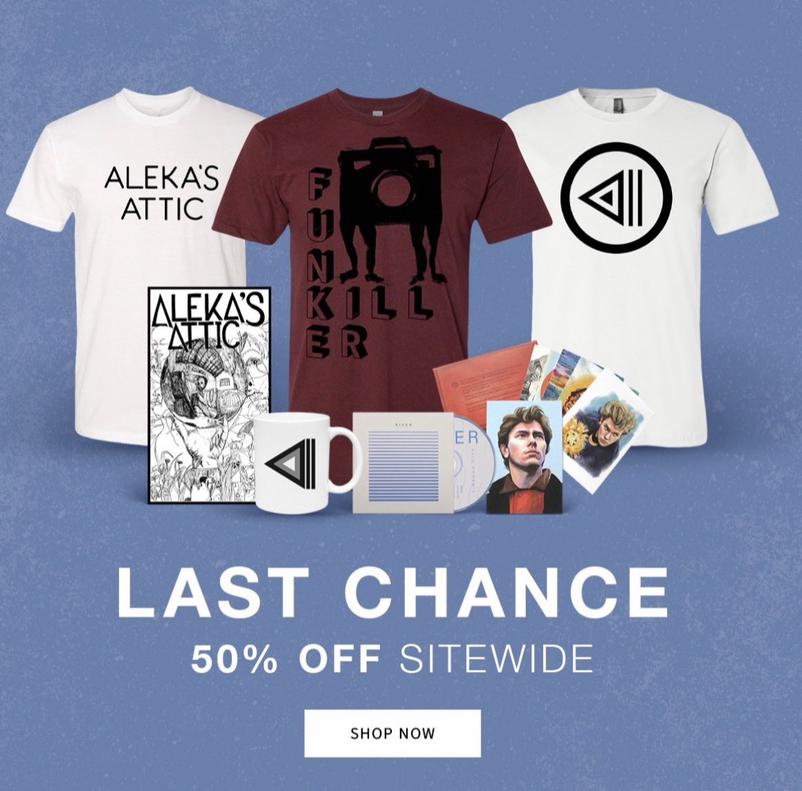 LaunchLeft's tweet photo. 📣This is not a drill! Only one more week of 50% off everything in the LaunchLeft store. Whether you’re looking for Aleka’s Attic, Funkiller, Rain Phoenix or LaunchLeft merch, this next week is your final chance. The store closes on May 7 ⚡️
Go here: https://t.co/cAfCbnZC5M https://t.co/SEoweBlSEn