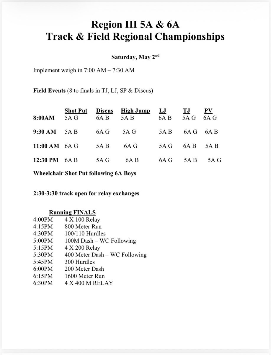 CyFair_Track's tweet photo. Important!!!!
No field events tomorrow!!!!
New departure time!!!
Check SportsYou for details!!! https://t.co/u1RzF6K1Io