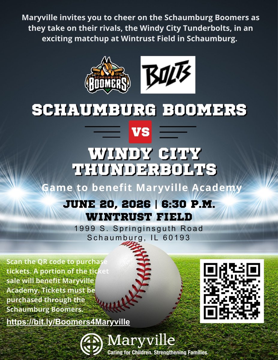 MaryvilleAcadem's tweet image. Maryville supporters and baseball fans are invited to enjoy an evening of family-friendly fun as the @boomersbaseball  take on the Windy City ThunderBolts at 6:30 p.m. on Saturday, June 20, at Wintrust Field. For tickets, visit bit.ly/Boomers4Maryvi….
#boomers #givingback